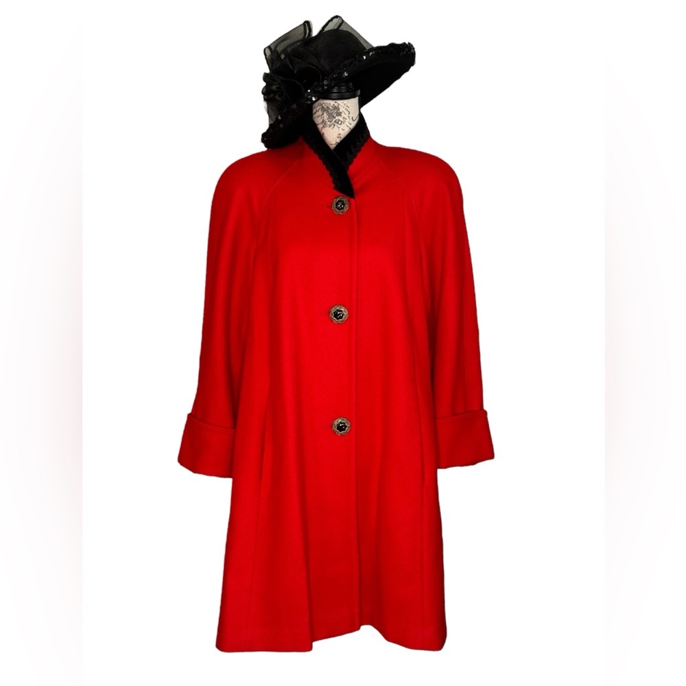 JOFELD/Vintage Red Wool Coat/Wool Swing Coat/Size Small